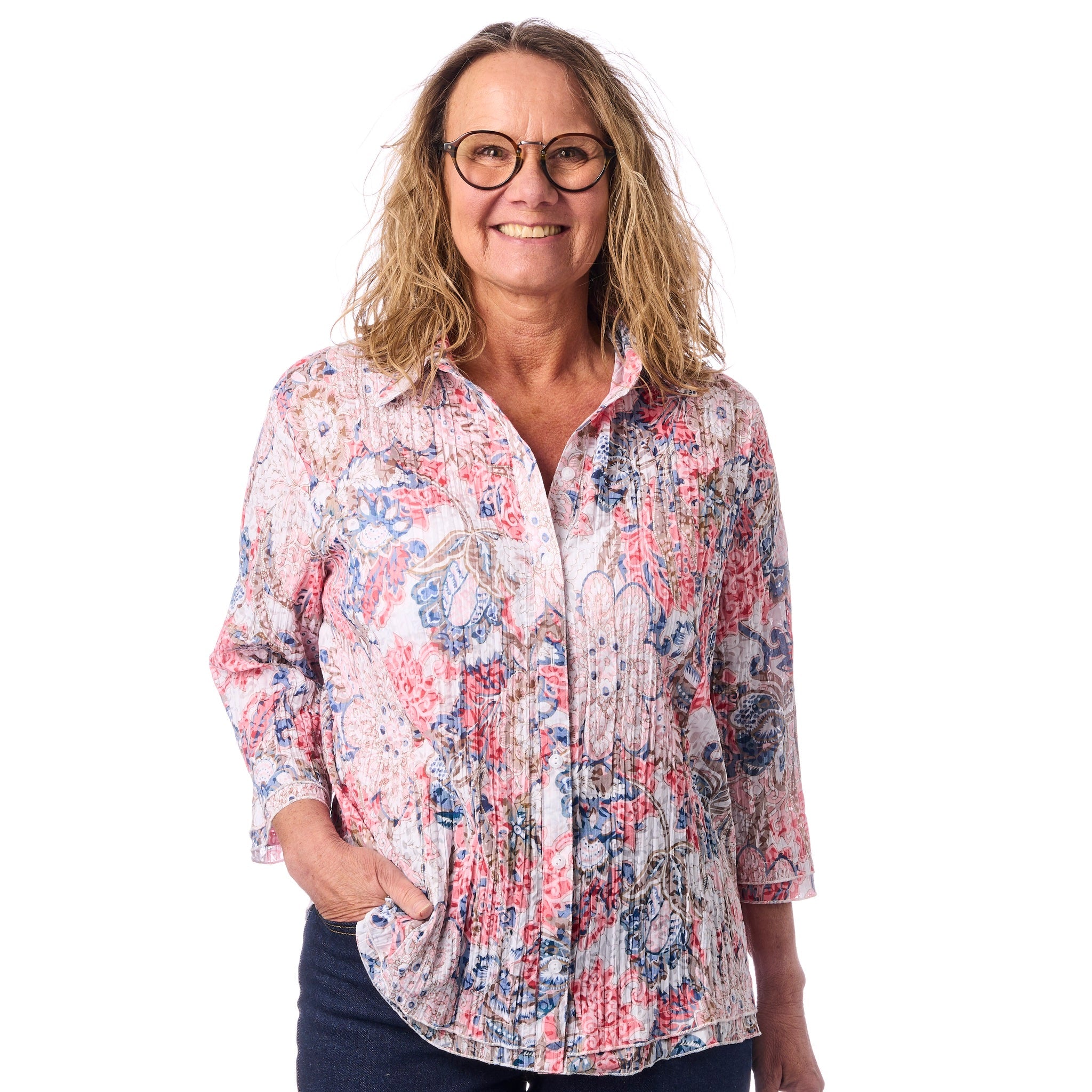 Crepeskjorta med blommigt tryck från Navigazione