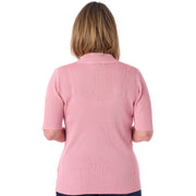 Ribbstickad tröja med hög hals och korta ärmar från Signature