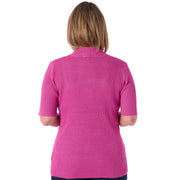 Ribbstickad tröja med hög hals och korta ärmar från Signature