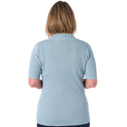 Ribbstickad tröja med hög hals och korta ärmar från Signature