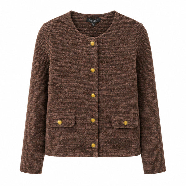 Sunday Cardigan med guldknappar – Chokladbrun