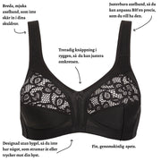 Naturana spets BH: Breda, mjuka och justerbara axelband - Utan bygel - Str. 75B till 100E