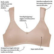 Naturana Sport BH: Breda, mjuka och justerbara axelband - Utan bygel - Str. 75B till 95C