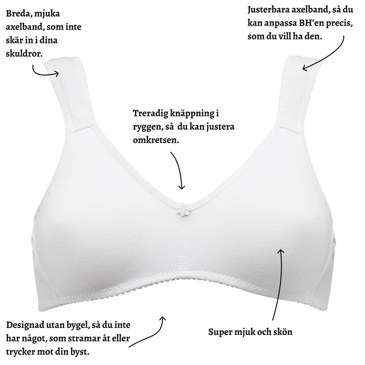 Naturana Sport BH: Breda, mjuka och justerbara axelband - Utan bygel - Str. 75B till 95C