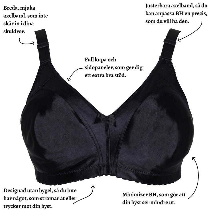 Naturana Minimizer BH: Extra bra stöd - breda, mjuka och justerbara axelband - Utan bygel - Str. 75B til 100E